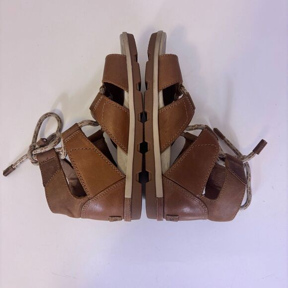 Sorel Women's Tan Leather Cutout Side Lace Up Sandals Size 7.5 - Picture 6 of 8